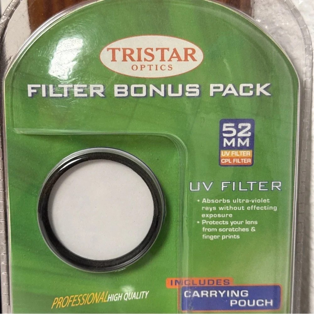Tristar Optics Filter Bonus Pack 52mm (UV Filter, Polarizer Filter, Pouch) -NEW